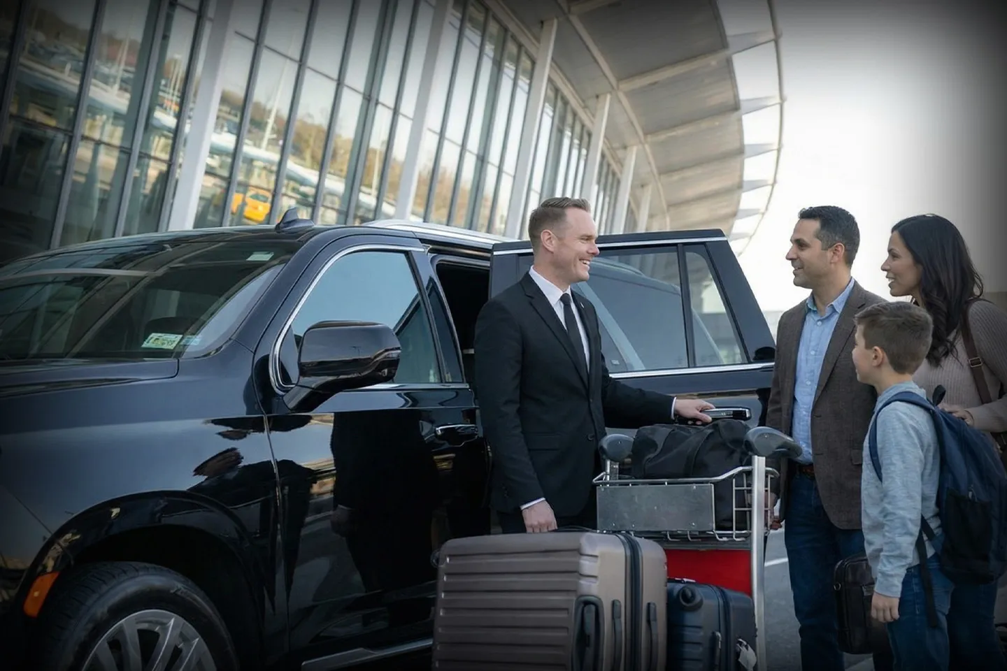 Professional car service for John F Kennedy International JFK Airport with luxury vehicle and chauffeur