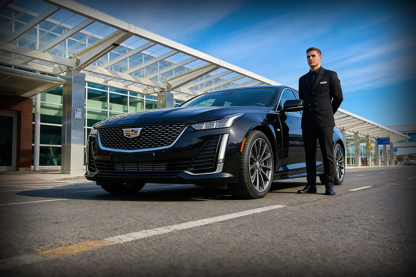 Private luxury car service providing airport transfer at Syracuse Hancock International Airport