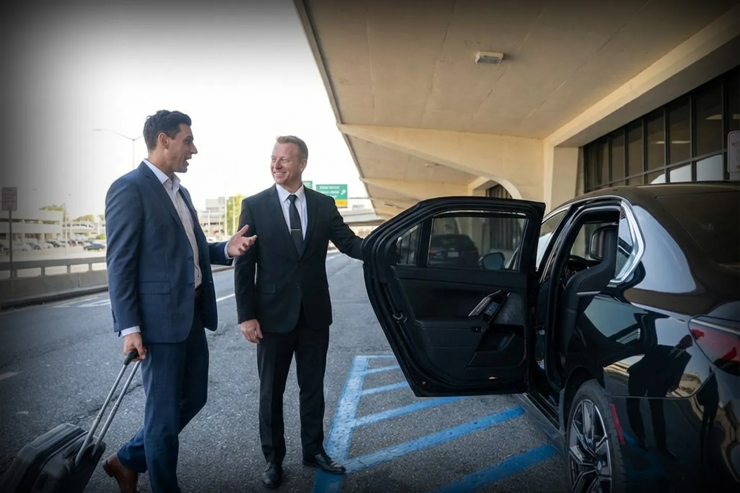 Luxury black car service for pickup and drop-off at Newark Liberty International Airport, NJ