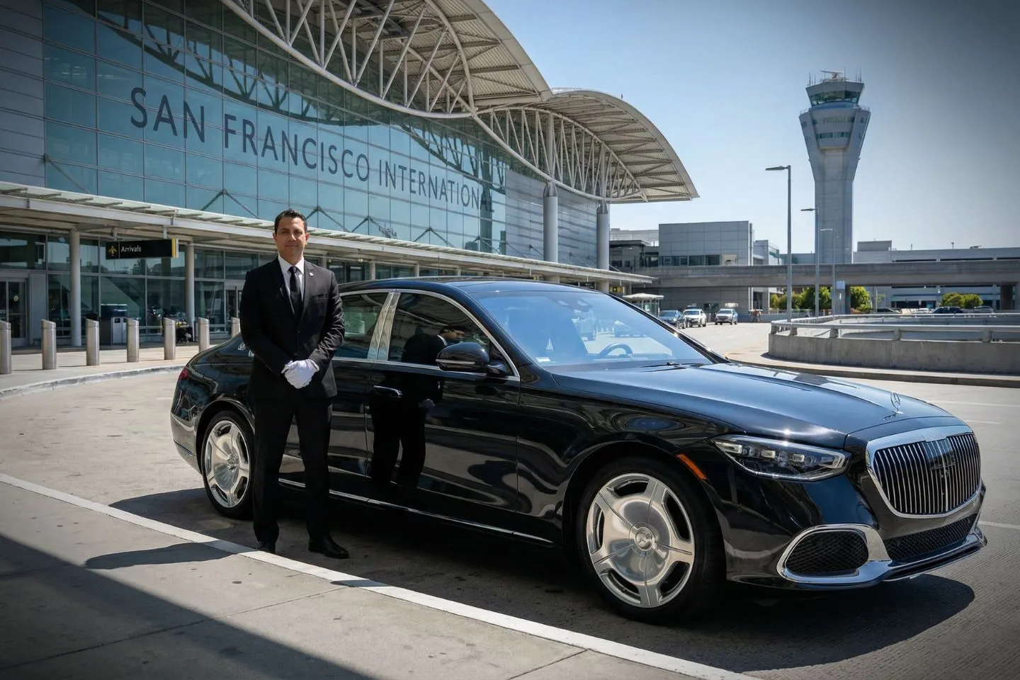 Chauffeur with San Francisco International (SFO) Car Service in downtown San Francisco business district