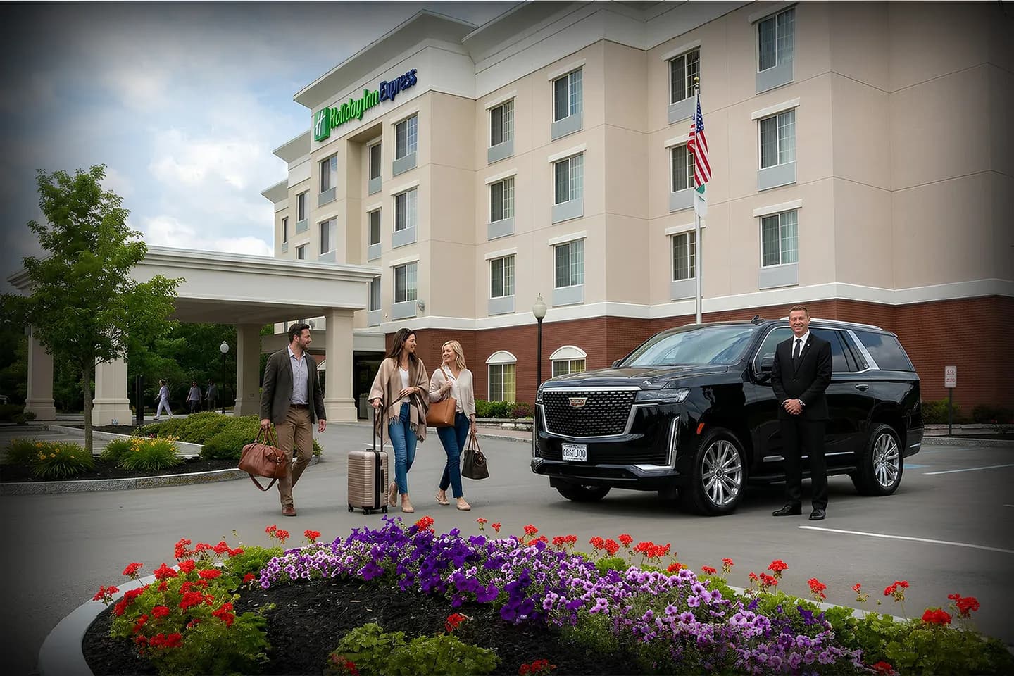 Chauffeur Service in Cortland, NY Private black car arriving for Cortland chauffeur service pickup