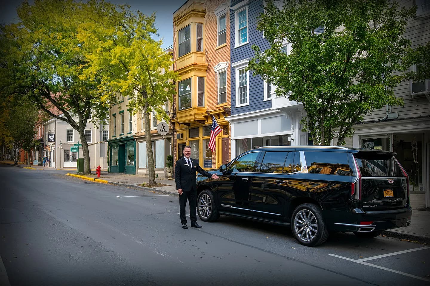 Chauffeur Service in Franklin, NY Wedding chauffeur service car in Franklin, NY with decorated luxury vehicle and professional driver