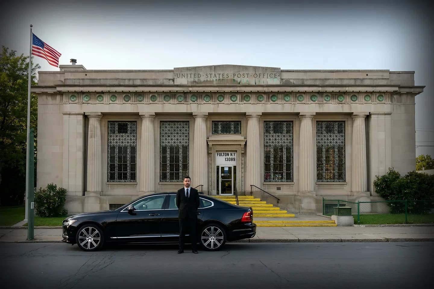 Chauffeur Service in Fulton, NY Wedding transportation by Fulton, NY chauffeur service featuring elegant luxury vehicle and uniformed driver