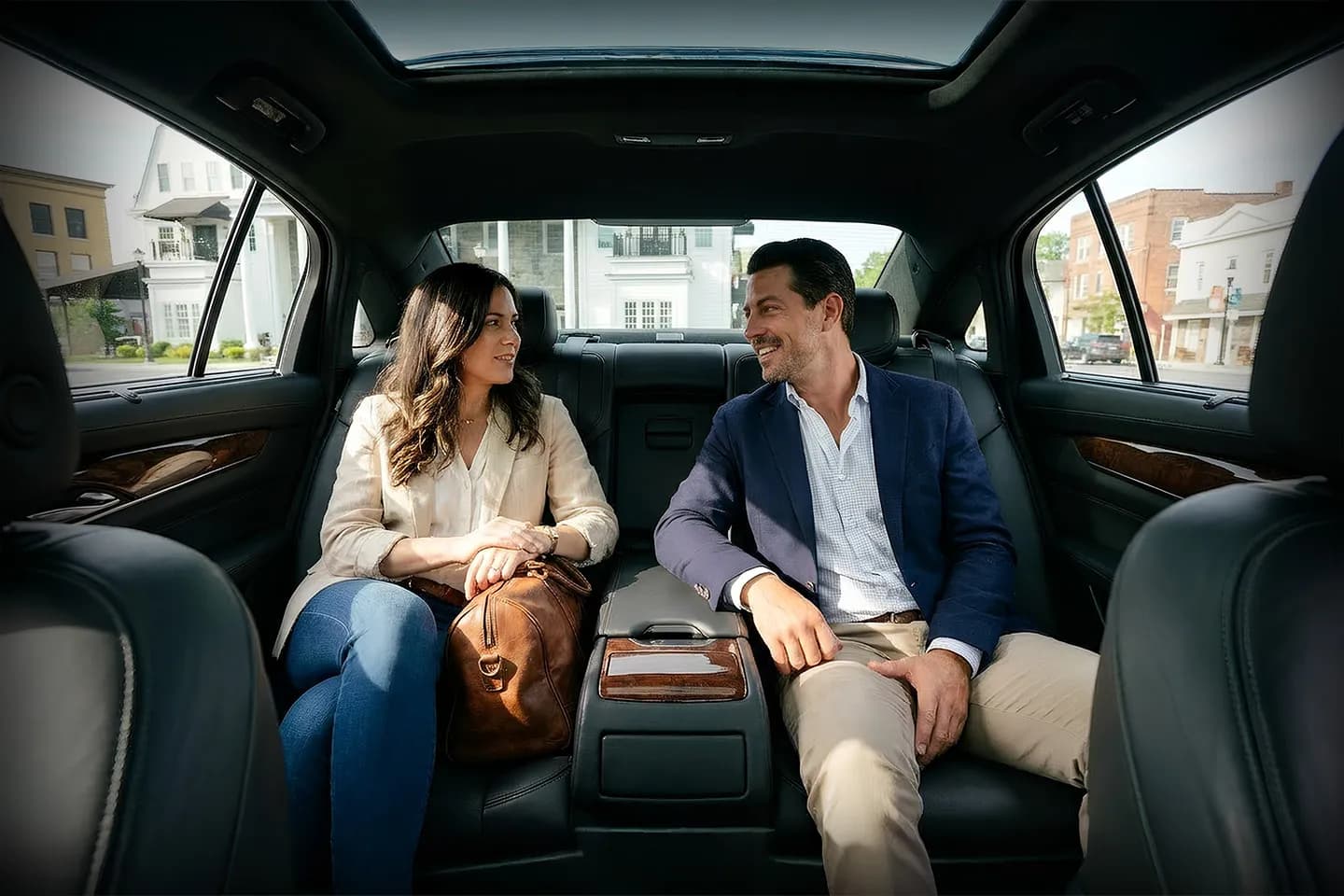 Chauffeur Service in Hamilton, NY Professional chauffeur opening car door for client in Hamilton NY luxury chauffeur service setting