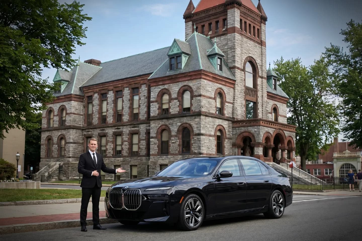 Car Service in Hampshire, MA Car Service in Hampshire, MA with luxury black sedan.