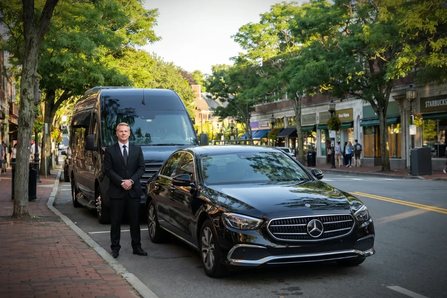 Car Service in Middlesex, MA Car Service in Middlesex, MA with luxury black sedan.