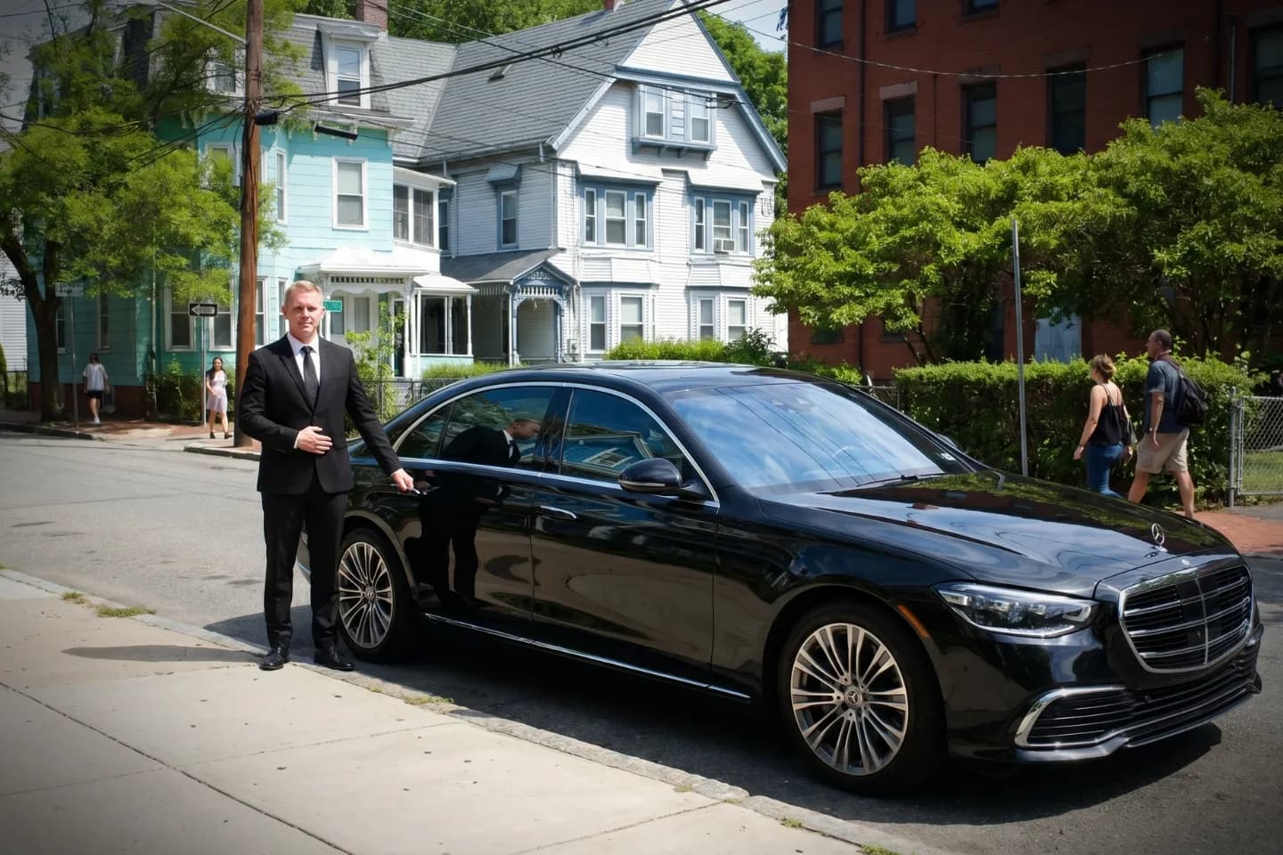 Car Service in Norfolk, MA Car Service in Norfolk, MA with luxury black sedan.