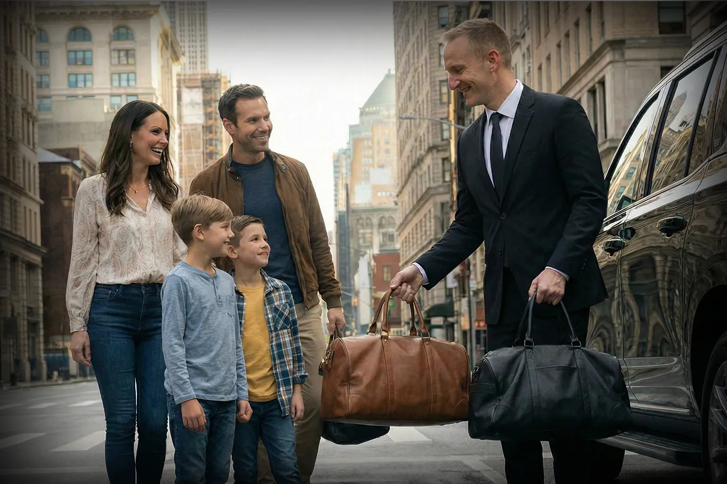 chauffeur service Professional chauffeur service with luxury vehicle and uniformed driver