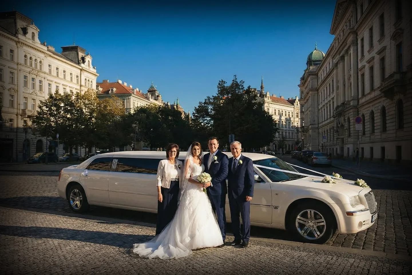 Brooklyn, NY Wedding Limo Service Elegant Brooklyn wedding limo ready for bride and groom transportation