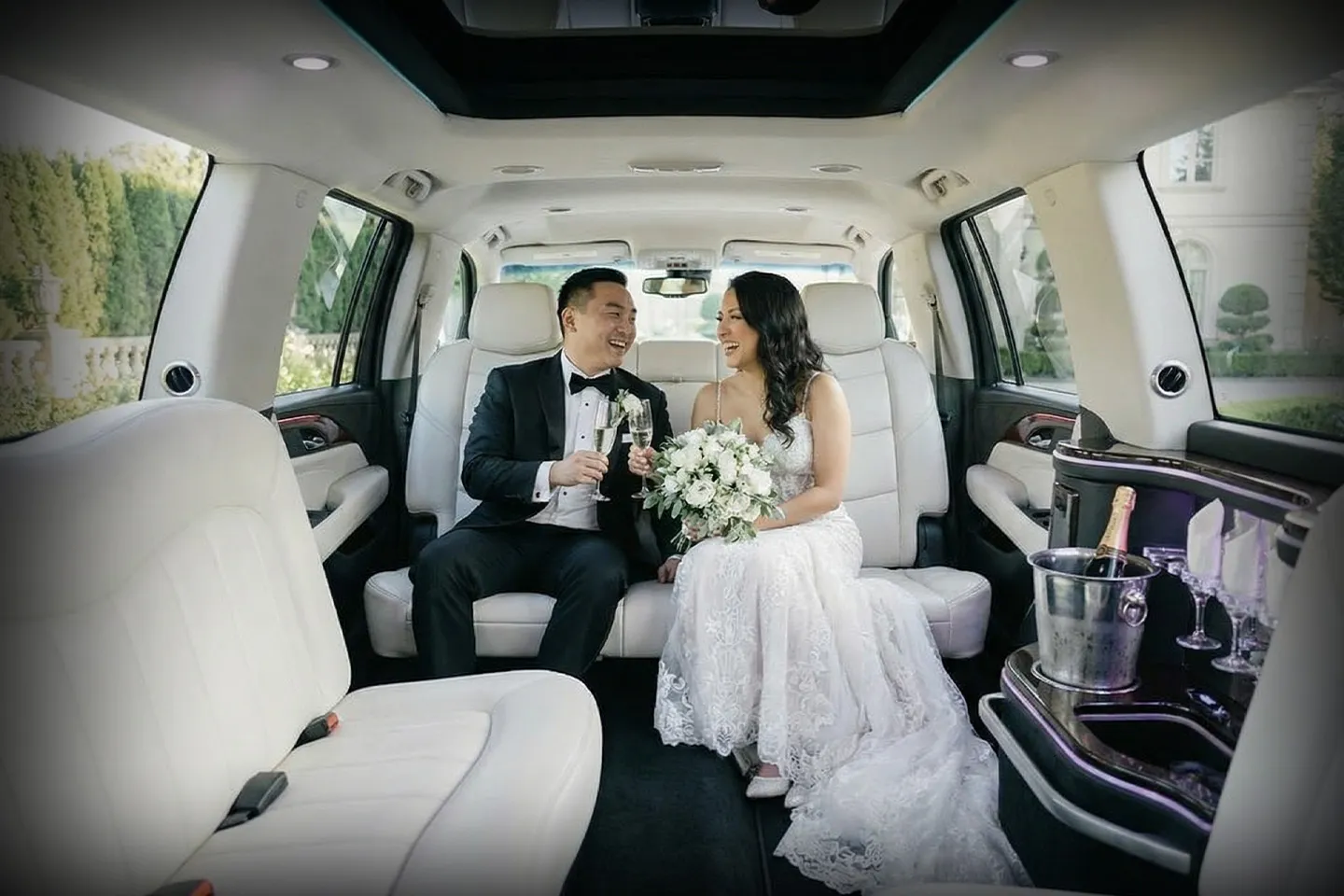 Suffolk, NY Wedding Limo Service Elegant Suffolk wedding limo ready for bride and groom transportation