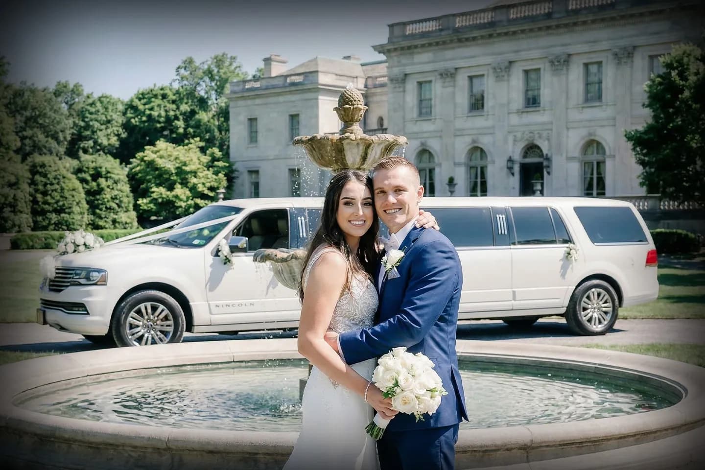 Westchester, NY Wedding Limo Service Elegant Westchester wedding limo ready for bride and groom transportation